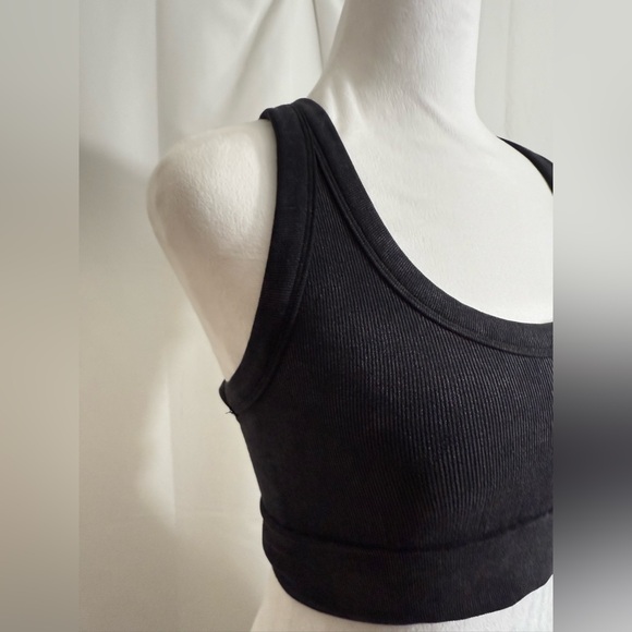 Free People Movement “Go To Sports Bra” In Black Stretchy Ribbed Fabric Size M/L - Picture 7 of 10